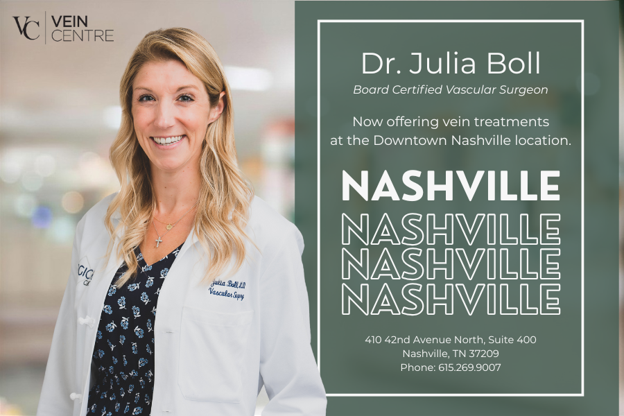 Board-certified vascular surgeon Dr. Julia Boll, now offering vein treatment in Downtown Nashville.